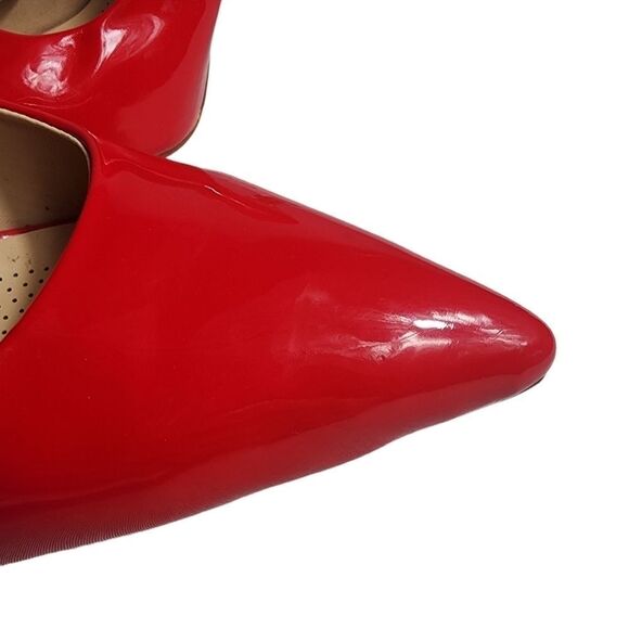 Azalea Wang 7.5 Apple Red Pumps 4.25” Stiletto Clear Heels Patent Leather - Picture 7 of 7